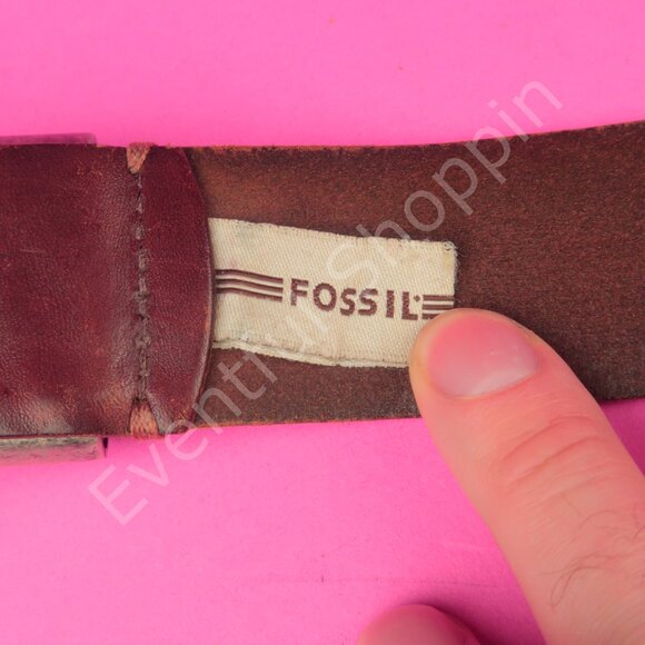 Fossil Georgia Bulldogs Distressed Leather Top Grain Cowhide Belt in Brown 34 - Picture 8 of 9